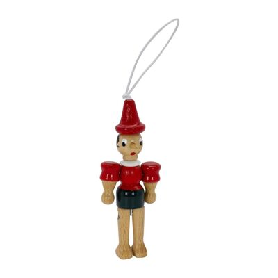 Pinocchio Figur aus Holz mit Gummiband, Länge 10 cm 9009