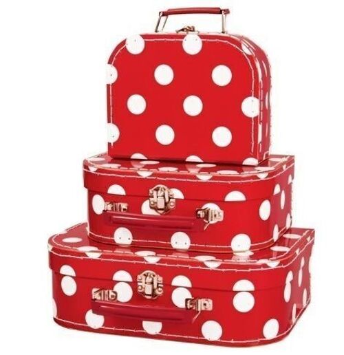 Kinderkoffer - Kofferset für Kinder 3 -tlg rot mit weissen Punkten 36935