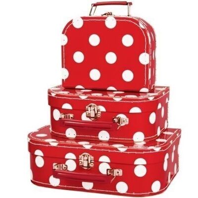 Children's suitcase - suitcase set for children 3 pieces red with white dots 36935