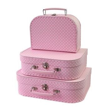 Valise pour enfants - ensemble de valises pour enfants 3 pièces rose à pois blancs 36966