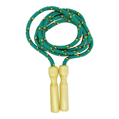 GICO cuerda de saltar de madera, cuerda de colores, 250 cm, mango de madera cuerda de saltar cuerda de saltar cuerda de saltar - calidad fabricada en Alemania - 3003 verde
