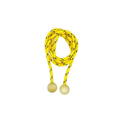 GICO cuerda de saltar de madera, cuerda de colores, 250 cm, bolas de madera cuerda de saltar cuerda de saltar cuerda de saltar - calidad hecha en Alemania - 3007 amarillo