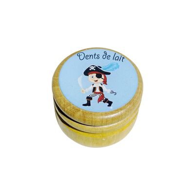 GICO Boite à dents de lait en bois pour en diversi modelli pour garçons et filles avec couvercle à vis de 45 mm (Pirate) 7010F