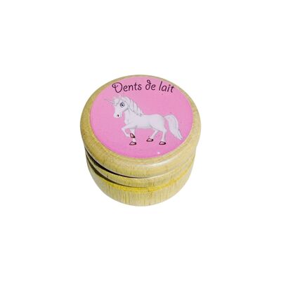 GICO Boite à dents de lait en bois pour en different models pour garçons et filles avec couvercle à vis de 45 mm (Licorne) 7011F