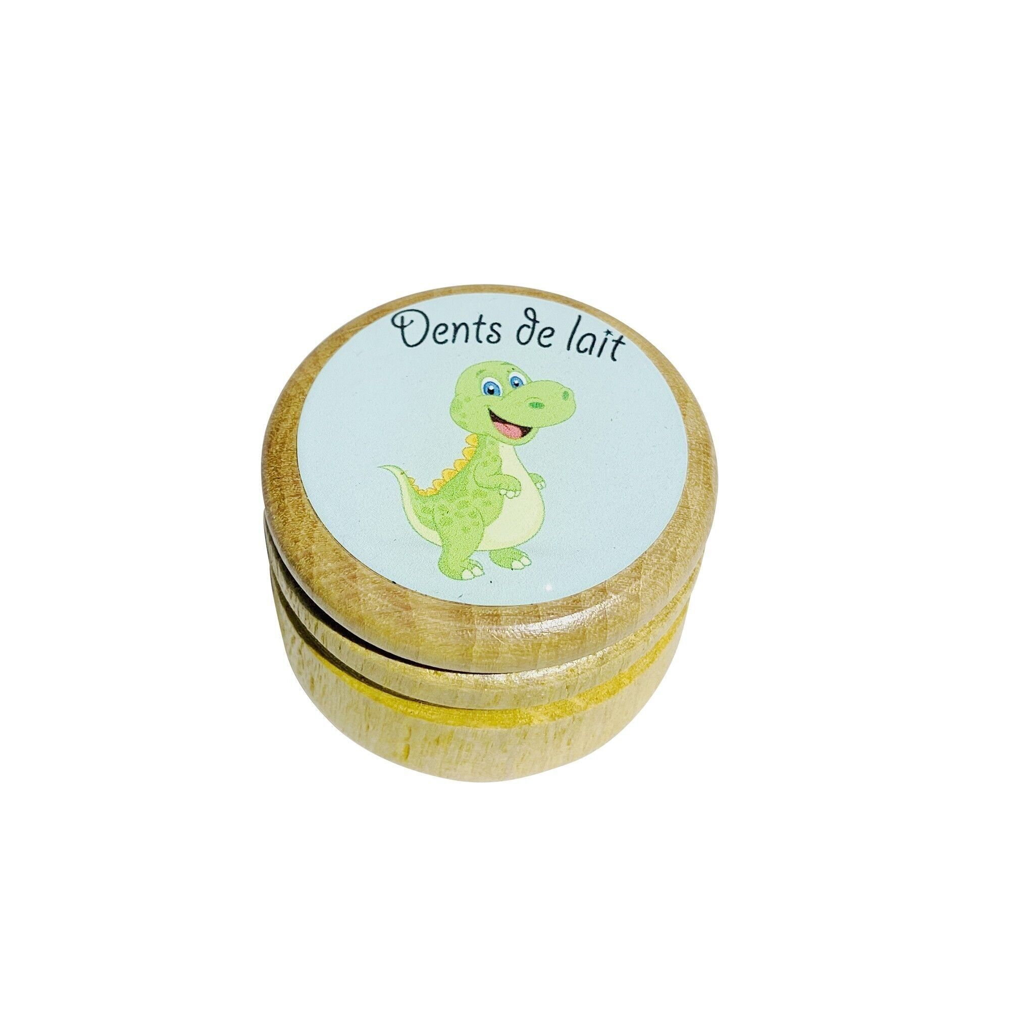 GICO Boite à dents de lait en bois pour en diversi modelli pour garçons et filles avec couvercle à vis de 45 mm (Dinosaure) 7014F