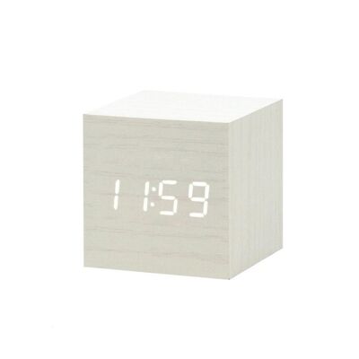 White Cube Wood Clock Original
