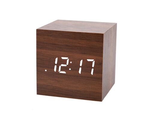 Brown Cube Wood Clock Original