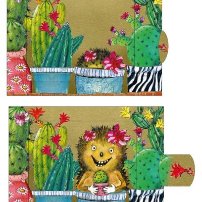 Living card cactus, high-quality lamellar postcard