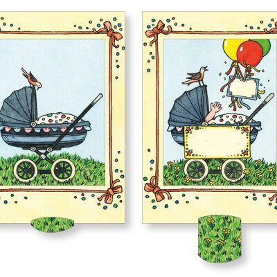 Living card baby carriage, high-quality lamellar postcard / birth
