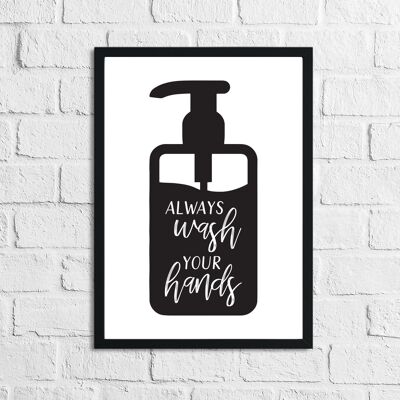 Always Wash Your Hands Bottle Bathroom Print A4 High Gloss