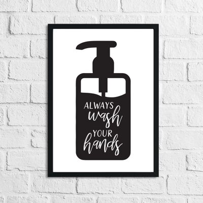 Always Wash Your Hands Bottle Bathroom Print A2 Normal