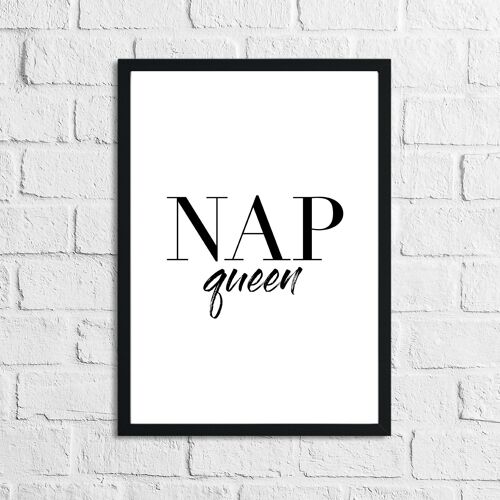 Nap Queen Bold Plain Bedroom Quote Print A5 High Gloss