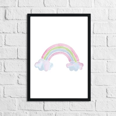 Rainbow Watercolour Childrens Room Print A5 High Gloss