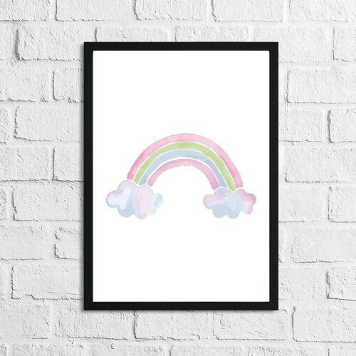 Rainbow Watercolour Childrens Room Print A4 High Gloss