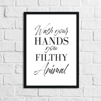 Wash Your Hands 2 Bathroom Print A5 High Gloss