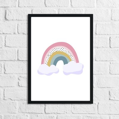 Rainbow Cloud Nursery Childrens Room Print A4 alto brillo