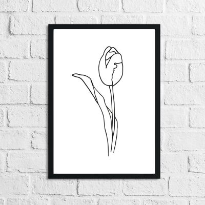 Flower 4 Simple Line Work Bedroom Print A5 Normal