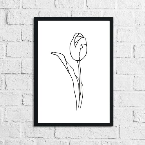 Flower 4 Simple Line Work Bedroom Print A4 High Gloss