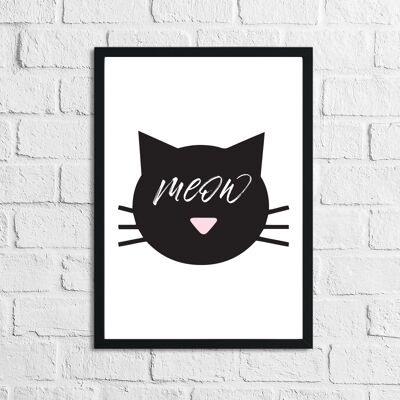 Meow Cat Face Animal Simple Print A5 High Gloss