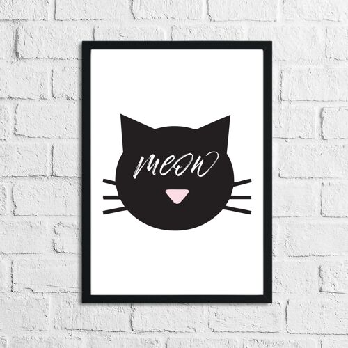 Meow Cat Face Animal Simple Print A4 High Gloss