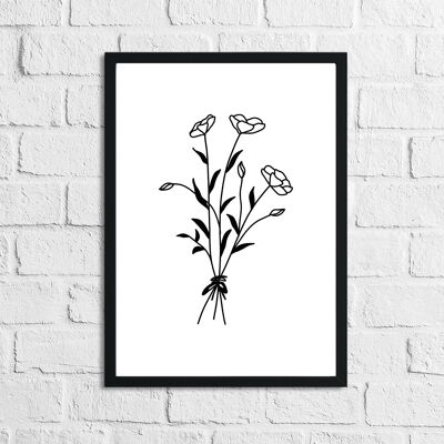 Flower 5 Simple Line Work Bedroom Home Print A5 Normal