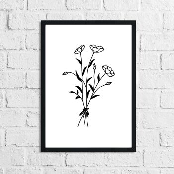 Flower 5 Simple Line Work Bedroom Home Print A2 Normal