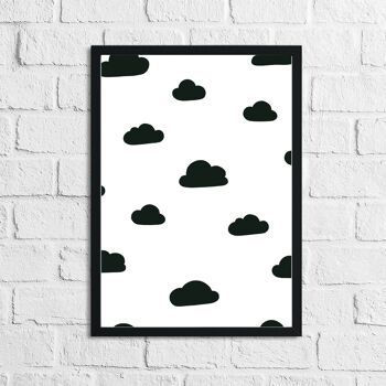 Motif Nuages scandinaves Chambre d'enfant pour chambre d'enfant Impression A3 haute brillance