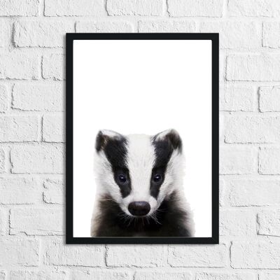 Badger Animal Woodlands Nursery Childrens Room Print A5 Normal