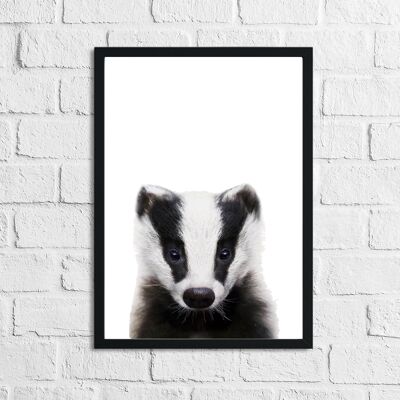 Badger Animal Woodlands Nursery Childrens Room Print A4 alto brillo