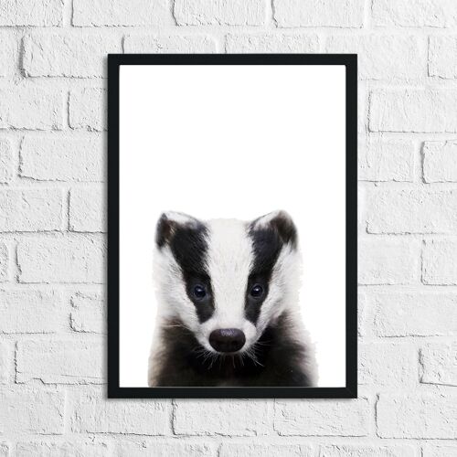 Badger Animal Woodlands Nursery Childrens Room Print A3 Normal