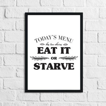 Menu du jour Eat It Or Starve Kitchen Print A5 Normal