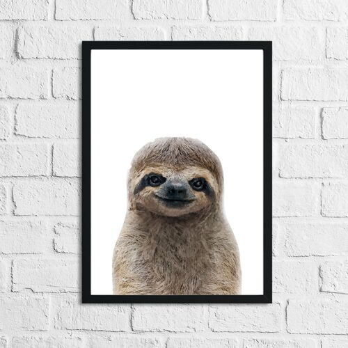 Sloth Colour Animal Childrens Nursery Room Print A5 High Gloss