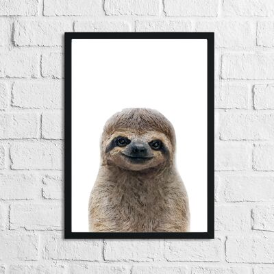 Sloth Colour Animal Childrens Nursery Room Print A3 High Gloss