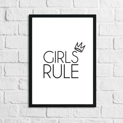 Girls Rule Crown Kinderzimmer Druck A2 Normal