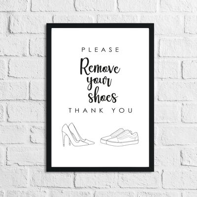 Veuillez retirer vos chaussures Simple Home Print A5 High Gloss