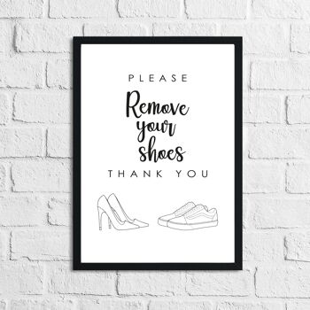 Veuillez retirer vos chaussures Simple Home Print A3 High Gloss