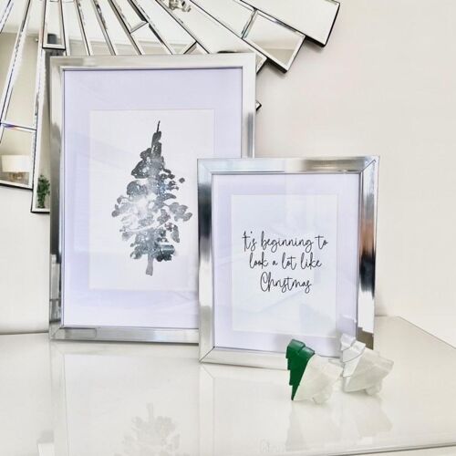 Watercolour Grey Tree Christmas Seasonal Home Print A6 Normal
