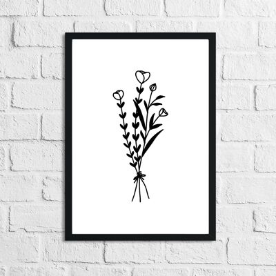 Flower 2 Simple Line Work Bedroom Home Print A5 Normal