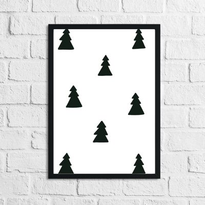 Scandinave Forest Tree Pattern Childrens Nursery Bedroom P A5 Haute Brillance