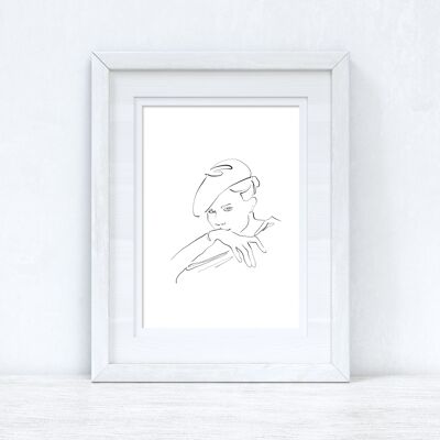 Line Work Woman In Hat Simple Home Dormitorio Vestidor Pri A4 Alto Brillo