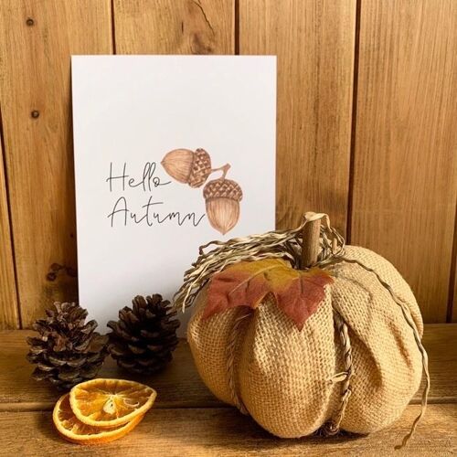 Hello Autumn Acorn Autumn Seasonal Home Print A5 High Gloss