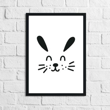 Lapin scandinave Chambre d'enfant pour chambre d'enfant Impression A5 haute brillance