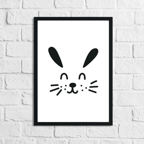 Scandinavian Bunny Childrens Nursery Room Print A3 High Gloss