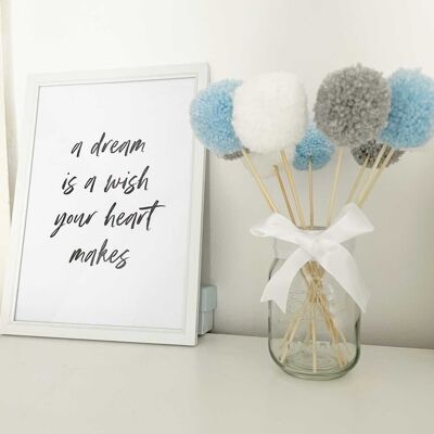 A Dream Is A Wish Black Childrens Room Print A5 High Gloss