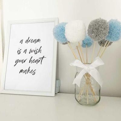A Dream Is A Wish Black Childrens Room Print A2 Normal