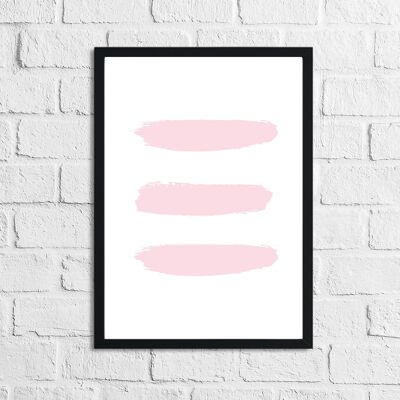 Pink 3 Stripes Brush Bedroom Print A4 Haute Brillance