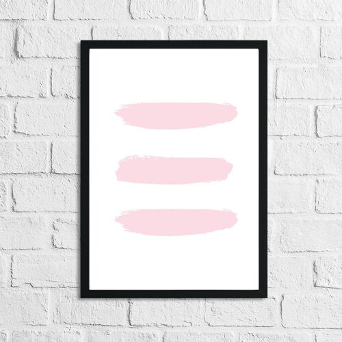 Pink 3 Stripes Brush Bedroom Print A3 Normal