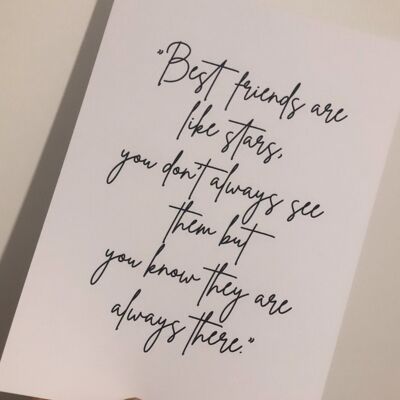 Best Friends Are Like Stars Family Inspirational Quote Print A3 de alto brillo