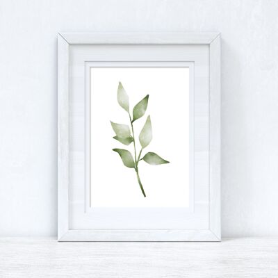 Greens Watercolour Leaves 5 Bedroom Home Print A5 High Gloss