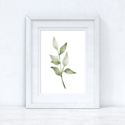 Greens Watercolour Leaves 5 Bedroom Home Print A4 High Gloss